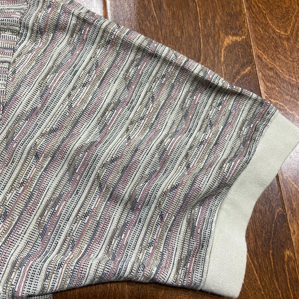 Classics By Palmland Vintage 90s Geometric Tan Brown Polo Men's Size Medium - Picture 4 of 8